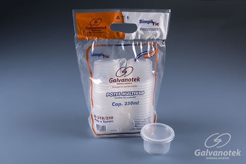 Embalagem Galvanotek Linha Simplific PP Pote Redondo com Tampa - Ref: G 310/250 SF