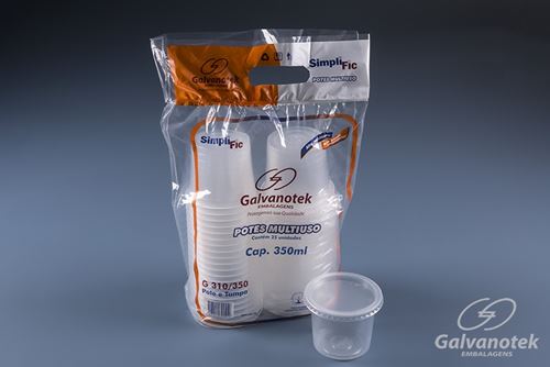 Embalagem Galvanotek Linha Simplific PP Pote Redondo com Tampa - Ref: G 310/350 SF