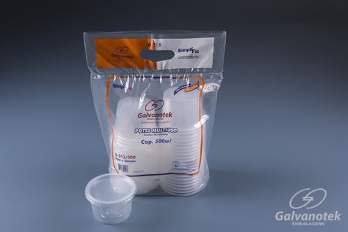 Embalagem Galvanotek Linha Simplific PP Pote Redondo com Tampa - Ref: G 312/500 SF
